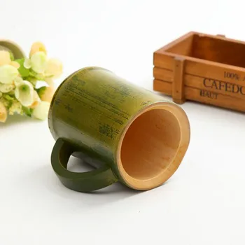 10 adet El Yapımı Doğal Bambu Çay Bardağı Japon Tarzı Bira Süt Bardak Kolu Ile Yeşil Çevre Dostu Seyahat El Sanatları ZA6360