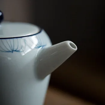180 ml Vintage Mavi Ve Beyaz Seramik Demlik Lotus Sanat Çay Yapma Ev KungFu Çay Usta Tek Pot Set Çay Töreni Teaware