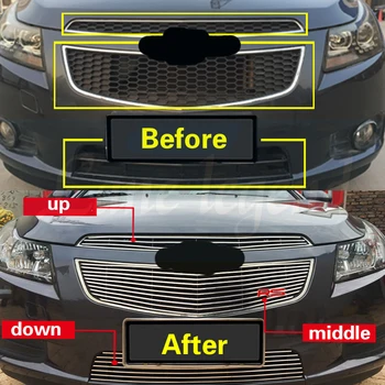 2009-2013 Chevrolet Cruze için Yüksek Kaliteli paslanmaz çelik modifiye metal ızgara yerleşimi ön yarış ızgaralar trim 3 adet