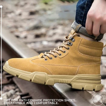 2020 Erkek Botları Kış güvenlik ayakkabıları Erkekler Martin Çizmeler Yıkılmaz iş ayakkabısı Delinme Geçirmez güvenlik botları çelik burunlu ayakkabı
