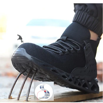 2020 Erkekler güvenlik ayakkabıları ile Metal Ayak Yıkılmaz Ryder Ayakkabı iş çizmeleri ile çelik burunlu Anti-piercing Endüstriyel Çizmeler