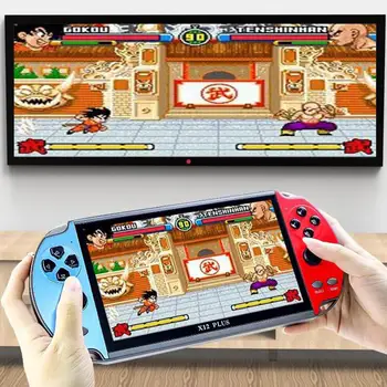 2021 Yeni X12 Artı Retro El 7 inç Büyük Ekran 16G FC Arcade GBAnes Çift Sallamak Video oyun Konsolu İle Müzik / Film