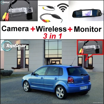 3 in1 Özel Dikiz Kamera + Kablosuz Alıcı + Ayna Monitör Kolay DIY Park Sistemi Için Volkswagen VW Polo MK4 Polo Vivo