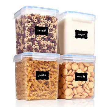 4 pcs Gıda Konteyner 2.5 L Plastik gıda saklama kutusu mutfak kapları Şeffaf Istiflenebilir Sızdırmazlık Tahıl Kutular Organizatör İle Kalem