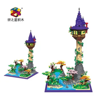 5800 pcs + Tangled Sihirli Kale Mikro Yapı Taşları Disney Rapunzel Monte Mimarisi Mini Tuğla Şekil çocuk için oyuncak hediyeler