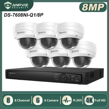 Anpviz Akıllı POE NVR Kiti 8CH NVR 4/6/8 8MP Açık / Kapalı Güvenlik Kameraları CCTV Video Gözetim Sistemleri IP67 H. 265+