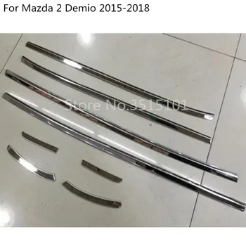 Araba Styling sopa paslanmaz çelik Araba garnitür ayağı pencere şerit trim çerçeve lambası 8 adet Mazda 2 Demio 2016 2017 2018