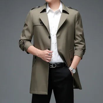Artı Boyutu 7XL Rüzgarlık erkek Tek Göğüslü Siper 2021 Bahar Sonbahar Yeni Tasarımcı Uzun Erkekler ıçin Mont Moda palto