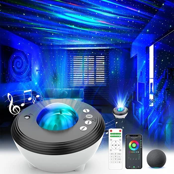 Aurora yıldız projektör Galaxy projektör ışıkları yatak odası için WiFi bulutsusu tavan gece ile müzik hoparlörü ses makinesi