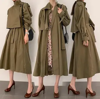 Bahar sonbahar trençkot kadın gevşek uzun kollu palto bayan casaco feminino bayanlar palto kadın jaqueta feminina