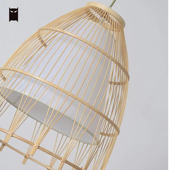 Bambu Hasır Rattan Kumaş Gölge Örgü Kolye aydınlatma armatürü Japon Rustik Minimalist Sanat Asılı Lamba Ev Aydınlatma Tasarımcısı