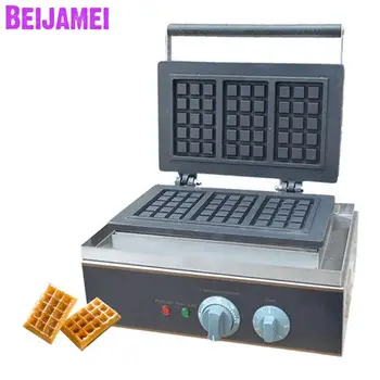 BEIJAMEI Yılan Ekipmanları ticari kare waffle makinesi paslanmaz çelik elektrikli waffle yapma ile 3 waffle başına zaman