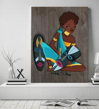 BK Ev Afrikalı Kadın Tasarım kanvas tablo 50x70cm-5