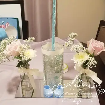 Düğün masa dekorasyon centerpieces için yuvarlak kare akrilik ayna plaka mum tepsisi