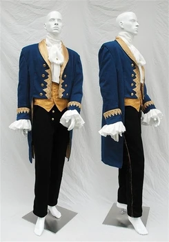 Erkekler Prens Büyüleyici Kostüm Canavar Prens Adam Cosplay Dan Stevens Mavi Üniforma Ortaçağ Erkekler Suit Kıyafet Yetişkin Custom Made
