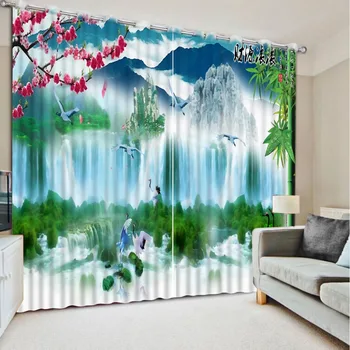 Fotoğraf Özelleştirmek boyutu 3D perdeleri şelale dekoratif ev dekor yatak odası karartma perdeleri modern perdeler oturma odası için