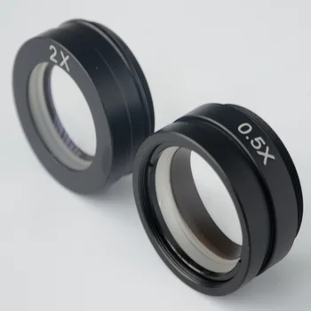 FYSCOPE 2 adet/grup 0.5 X & 2.0 X sanayi mikroskop Kamera Objektif lens için ZM45 C-MOUNT lens Barlow Yardımcı Cam Lens