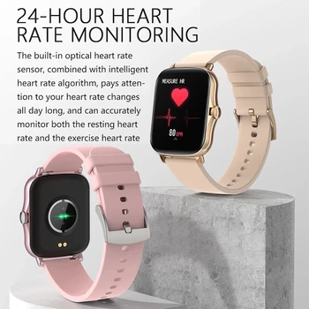 GEJIAN Yeni 1.7 İnç tam dokunmatik ekranlı akıllı saat Kadın Erkek smartwatch Kalp Hızı Spor bilezik spor saat Android ıos için