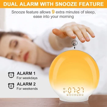 Gündoğumu çalar saat Gündoğumu Analog uyandırma ışığı Gündoğumu Analog çift alarmlı saat Uyku yardımı dijital alarmlı saat saat