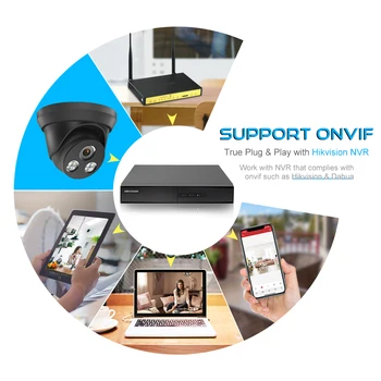 Hikvision Uyumlu IP Kamera Siyah ColorVu 8MP H. 265 POE Bulit-MİC Mini Güvenlik CCTV Video Dome Kamera Desteği Dahua NVR