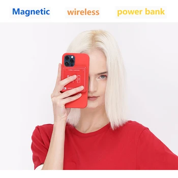 Istiflenebilir Şarj Kablosuz Güç Bankası taşınabilir pil şarj edici güç bankası iPhone 12 13 Pro Xiaomi harici pil PoverBank