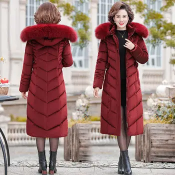 Kadın Kış Ceket Altın kadife Aşağı pamuklu ceket Parkas Uzun Palto Sıcak Kalınlaşmak Kadın Ceket Kapşonlu Kabanlar Artı Boyutu 5XL