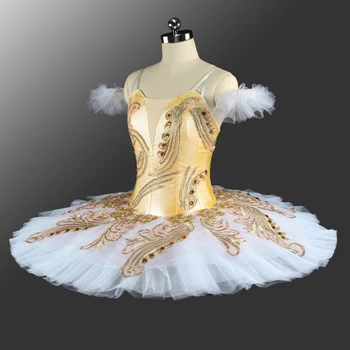 Kadın Sarı Moda Bale Tutu Sahne Giyim Kostümleri Uyku Güzellik Bale Dans Performansı Yarışması Apperal Girsin Elbise