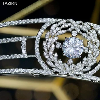 Kadınlar ıçin yeni Avrupa CZ Prenses Tiaras Kübik Zirkonya Düğün Taçlar Doğum Günü Headpieces Gelin Şapkalar Saç Aksesuarları