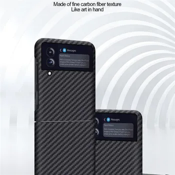 Karbon Fiber Ultra-ince Telefon Kılıfı Koruyucu Kabuk Kapak Tam Vücut Koruma için Samsung Z Flip3 Telefon