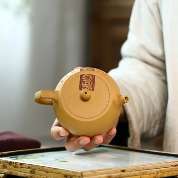 Kazınmış Han Duo su ısıtıcısı Zisha Demlik Yixing El Yapımı Pot Kung-fu Teaware Mor Kil Drinkware İçin Puer Yeşil Siyah Çin Çay