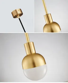 Kuzey Danimarka altın cam topu Droplight Loft endüstriyel Postmodern sözleşmeli Brassy yatak odası kolye ışık lampen ındustrieel