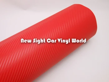 Kırmızı Karbon Fiber Film 3D Araba Vinil Wrap Çıkartmaları İçin Kabarcık Ücretsiz Boyutu: 1.52*30 m/Rulo