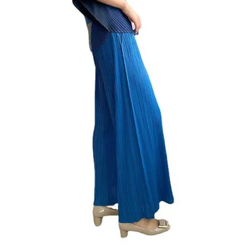 LANMREM Klasik Geniş Bacak Pantolon Kadınlar Için Yüksek Bel Pilili Düz Renk kadın Bahar Yaz 2022 Yeni Varış 2K1371