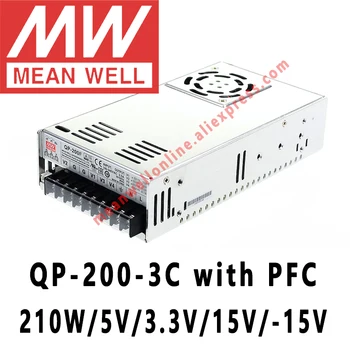 Ortalama Kuyu QP-200-3C meanwell 5 V/3.3 V/15 V/-15 V DC 210 W Quad Çıkış PFC Fonksiyonu ile Güç Kaynağı online mağaza