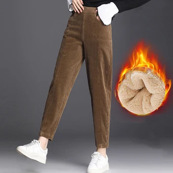 Peluş Kalın Rahat Pantolon kadın Kadife Sıcak Pantolon Sonbahar Ve Kış 2021 Yüksek Bel Harem Pantolon Pantolon Kadın
