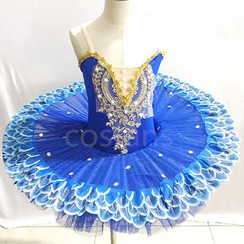 Pembe / mor/mavi Bale Elbise Kız Tutu Bale Kadın Dans Elbise Altın Dantel Balerin Elmas Profesyonel Performans Kostüm