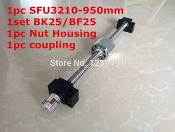 SFU3210-950mm Ballscrew ile Ballnut + BK25/ BF25 Destek + 3210 Somun Konut + 20mm * 14mm Kaplin CNC parçaları