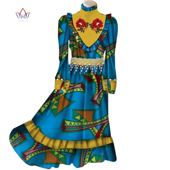 Sonbahar Çocuk Afrika Giysi Özelleştirilmiş Kız Moda Elbise Afrika Dashiki Baskı Giyim Kız Uzun Kollu Parti Elbise WYT344
