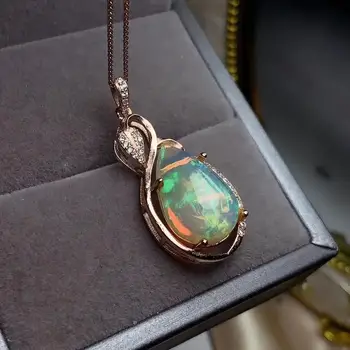 Yeni Lüks Opal kolye kolye 100 % Doğal Pembe Opal kolye 925 ayar gümüş takı