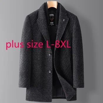 Yeni Varış Moda Süper Büyük Yüksek Kalite Kış Erkekler Casual Suit Yaka Kalın Yastıklı Pamuk Ceket Artı Boyutu L-4XL 6XL 7XL 8XL