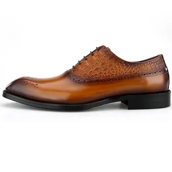 YENİ Siyah / Kahverengi Oxfords Erkek Iş Elbise Ayakkabı Hakiki Deri Düğün Damat Ayakkabı Erkek Balo Ayakkabı