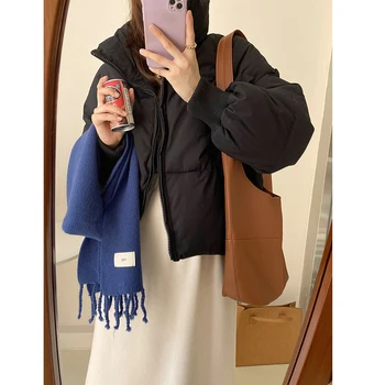 Zarif Pamuk Yastıklı Ceket Kadın Standı Yaka Tam Kollu Gevşek Palto Kadınlar Kış Kore Kalınlaşmak Sıcak Dış Giyim Kadın CX2467