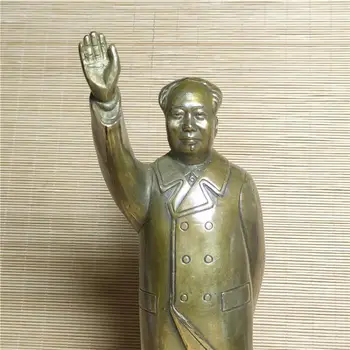 Çin Pirinç Bronz Büyük Lideri Mao Zedong Beckon El Sanatları Heykeli Dekorasyon Koleksiyonu Süsler