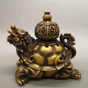 Çin saf pirinç ejderha kaplumbağa Tütsü brülör heykeli