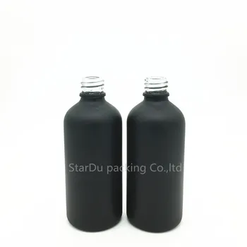 Ücretsiz kargo 200 adet 100 ml siyah buzlu cam uçucu yağ şişesi ile altın kap damlalık cam parfüm şişeleri